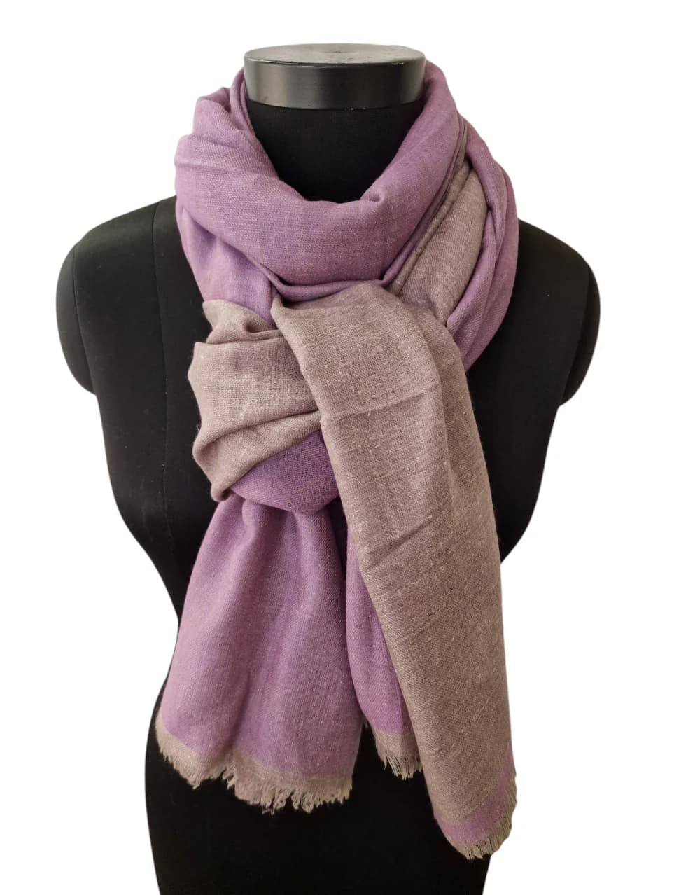 LAVENDER AND SILVER GRAY PASHMINA SHAWL