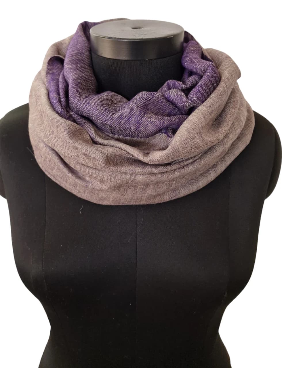 VIOLET AND SILVER GRAY TWO-SIDED PASHMINA SHAWL