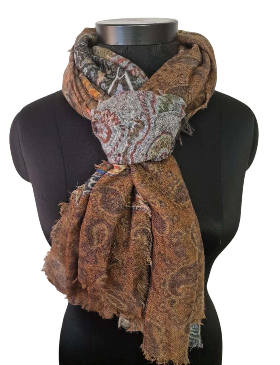 LARGE SHAWL IN AUTUMN COLORS IN PURE WOOL