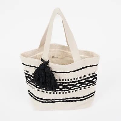 COTTON TOTE BAG WITH TASSEL