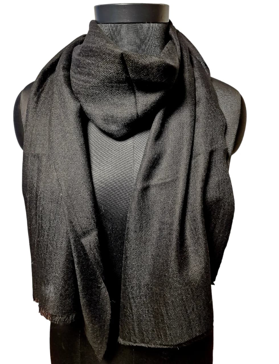 NARROW BLACK SCARF IN CASHMERE