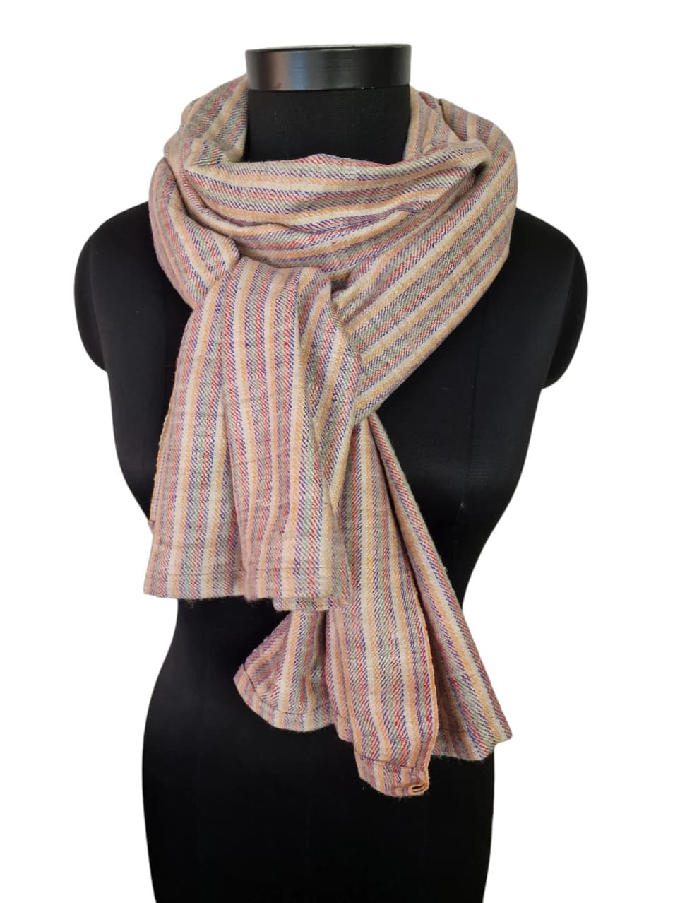 LONG STRIPED HANDMADE SILK SCARF