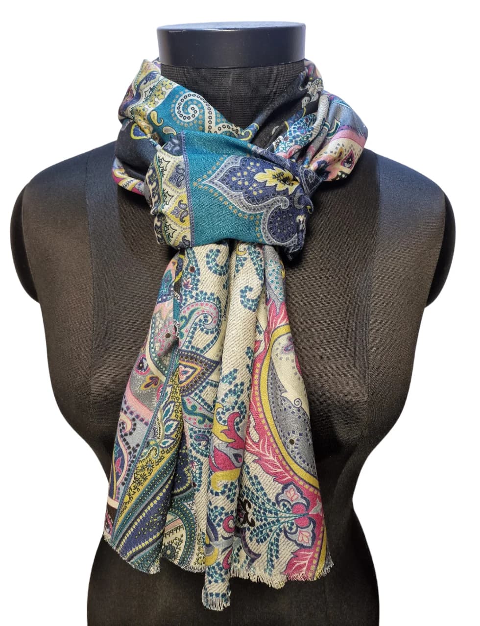 CRACKED SILK SCARF IN COLD COLORS
