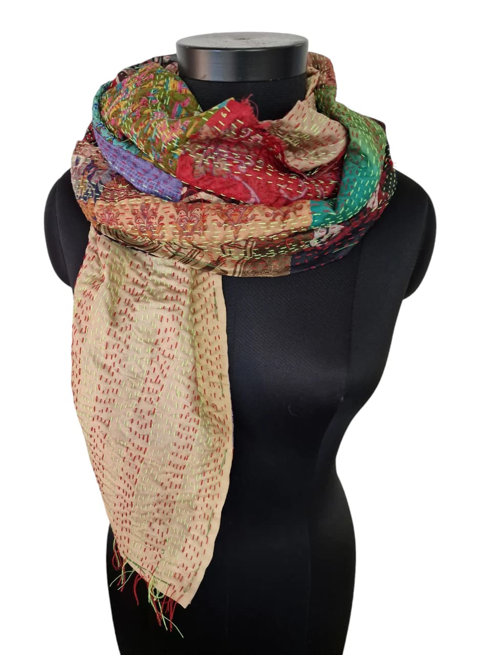 SMASHING HAND EMBROIDERED SILK SCARF FROM WEST BENGAL