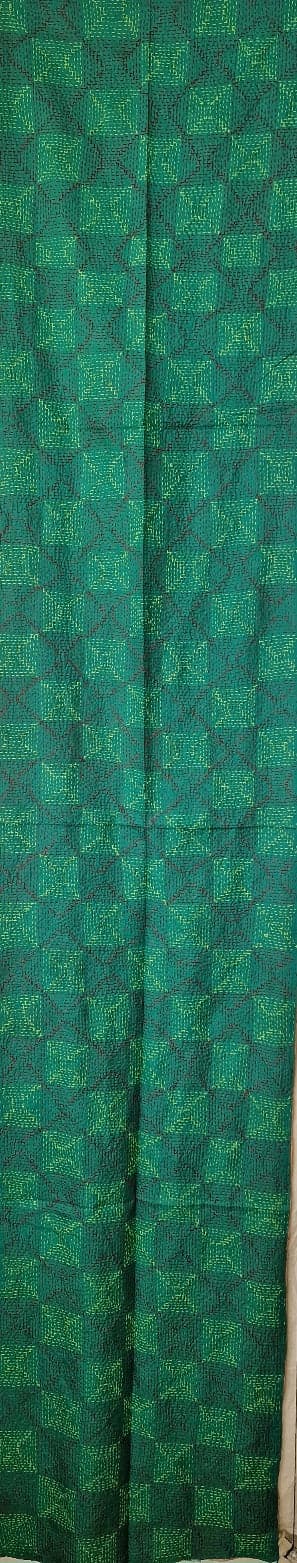 EMBROIDERED LIGHT GREEN AND BEIGE SILK SCARF