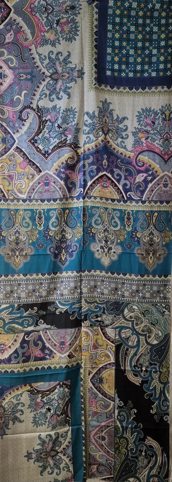 CRACKED SILK SCARF IN COLD COLORS