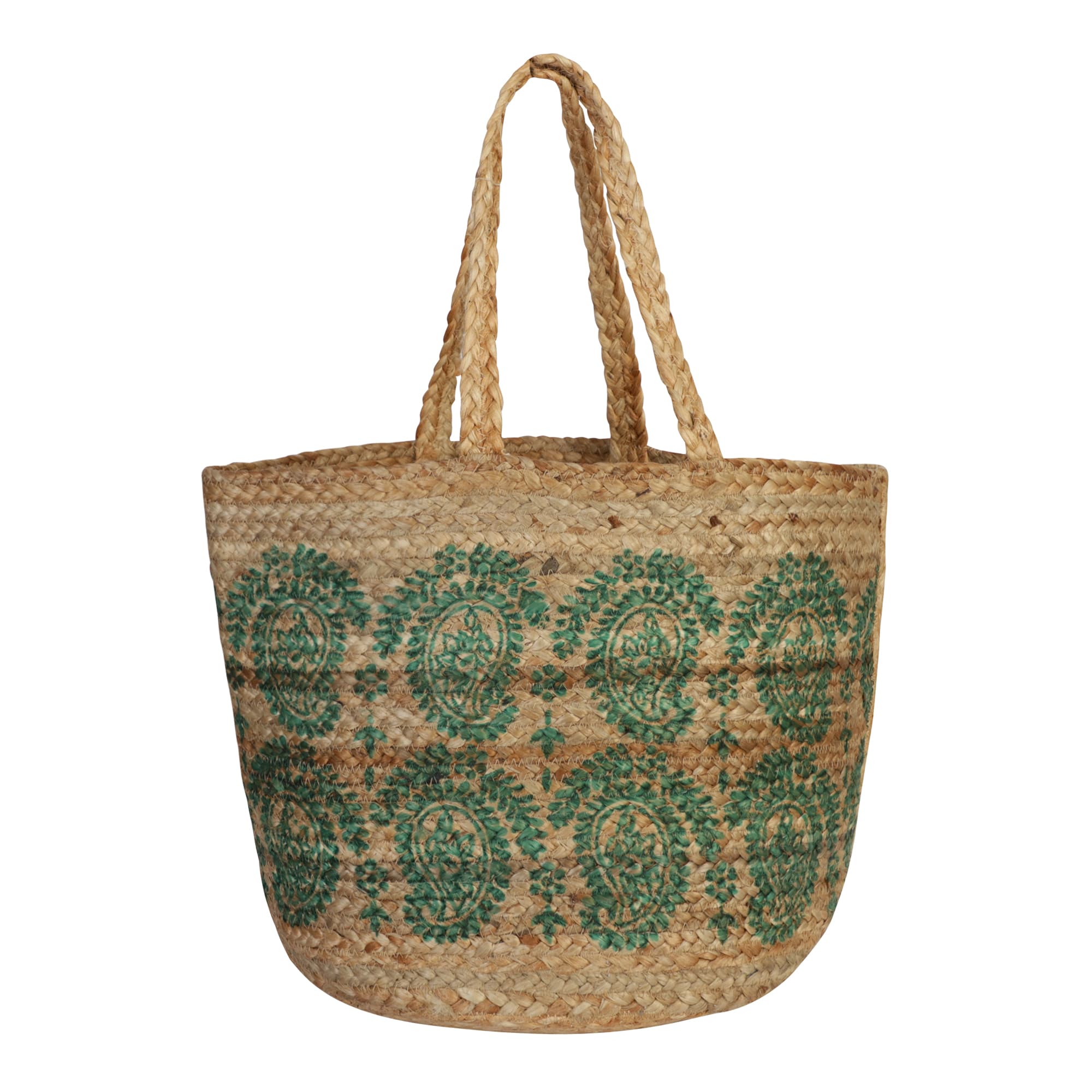 PAISLEY PRINT JUTE  TOTE BAG