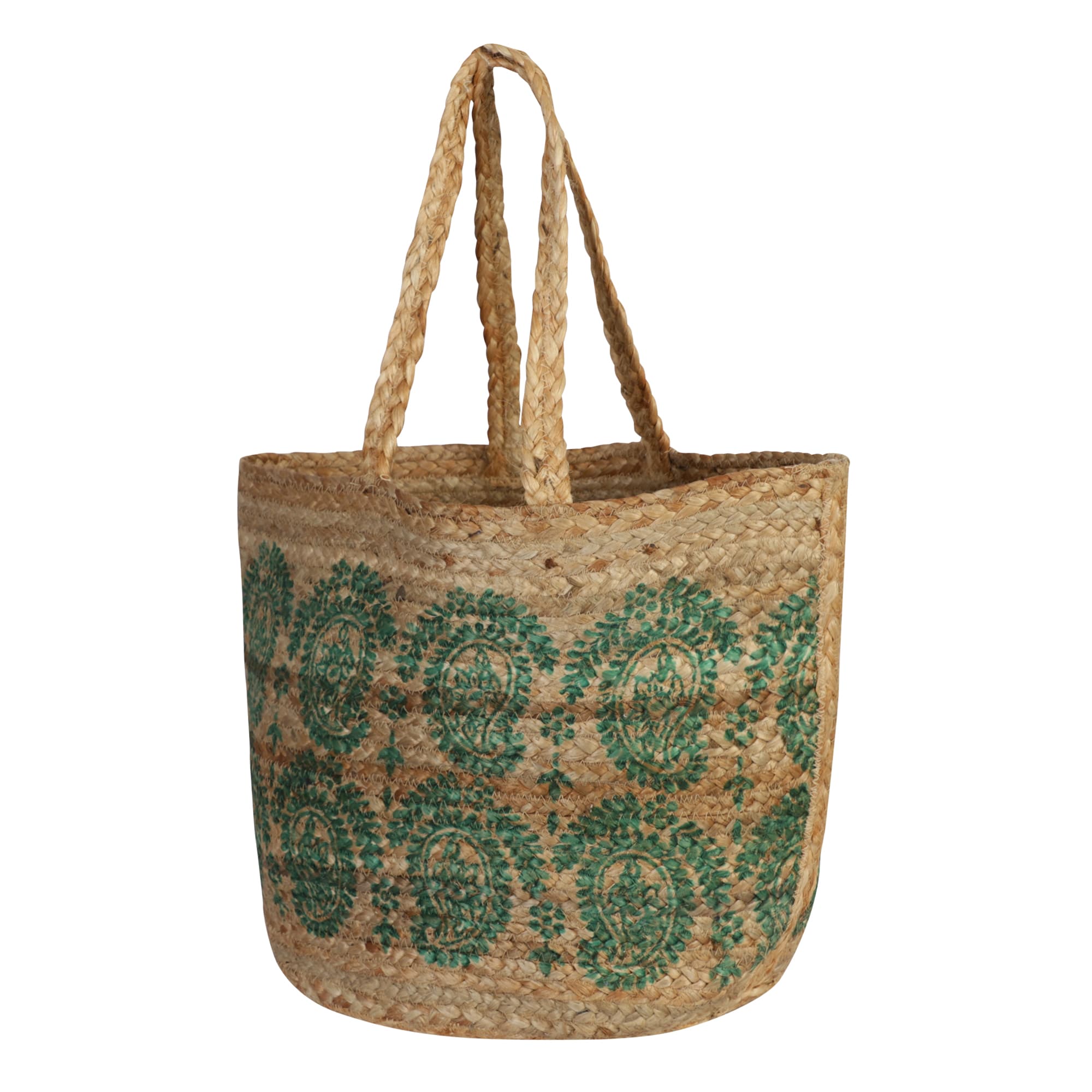 PAISLEY PRINT JUTE  TOTE BAG