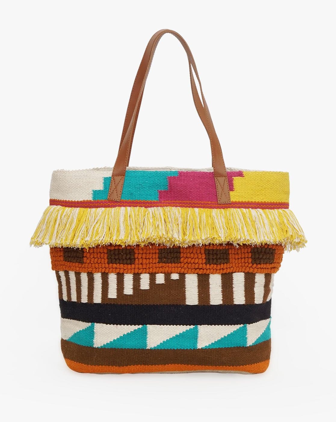 GEOMETRIC WOVEN TOTE BAG