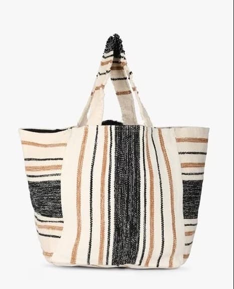 HANDCRAFTED STRIPED MAXI TOTE BAG