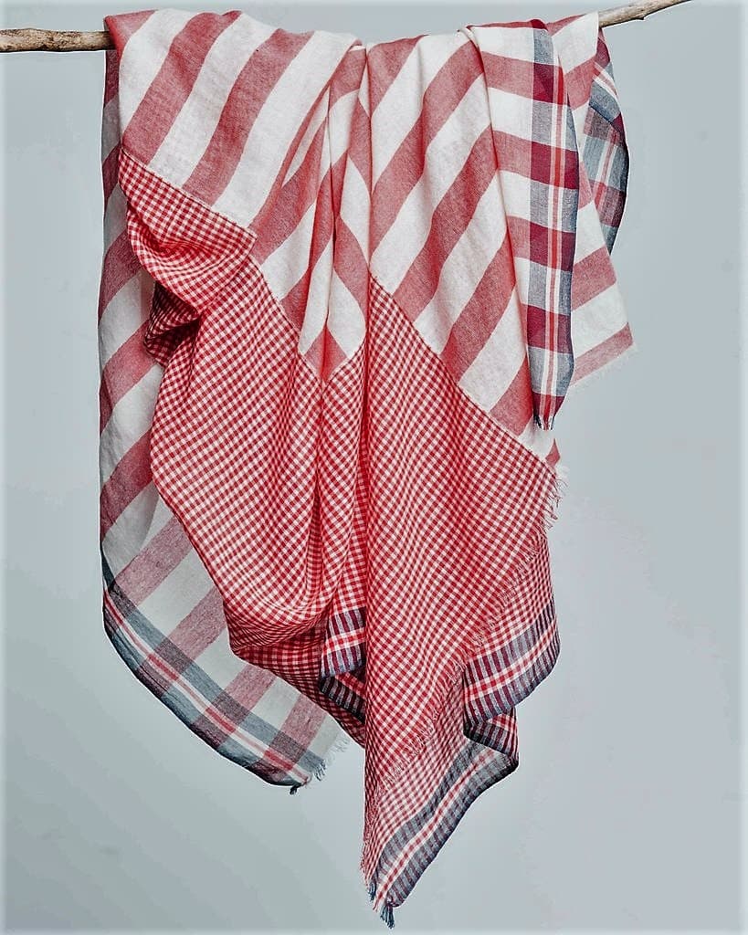 PINK WHITE STRIPE DESIGN VISCOSE SCARF