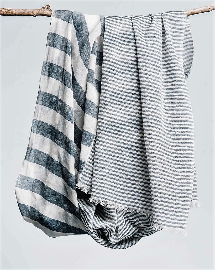 SAGE GREEN WHITE STRIPE DESIGN VISCOSE SCARF