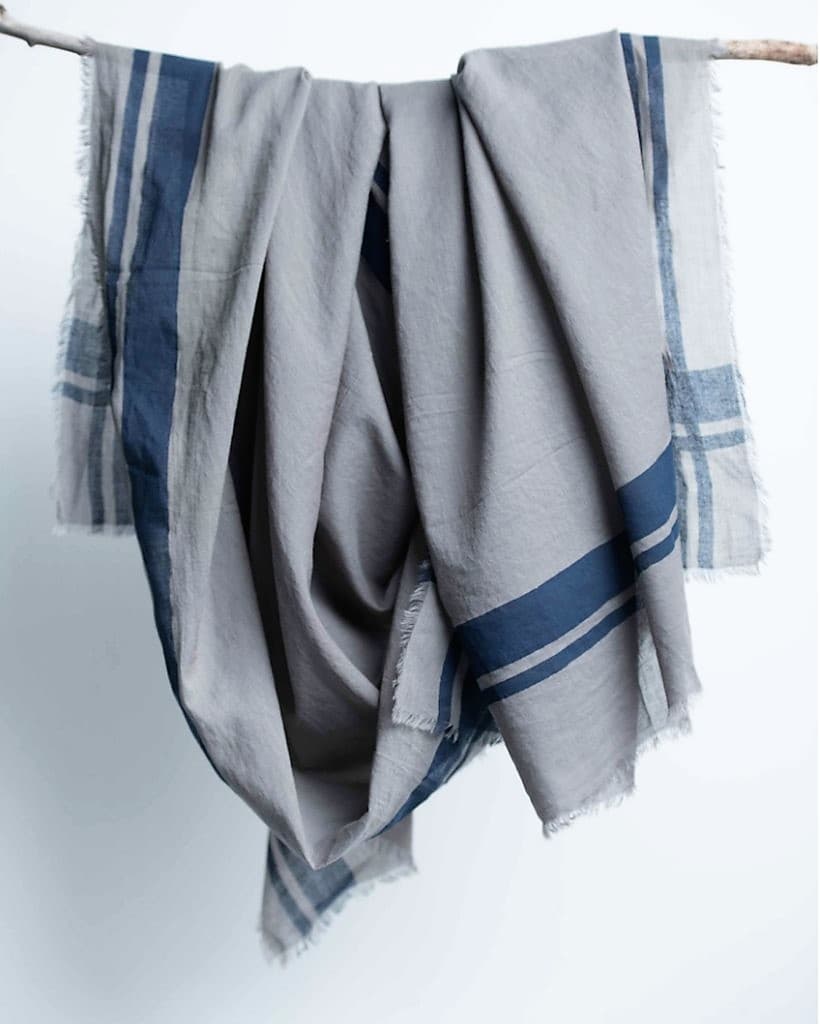 GREY COLOR WITH BLUE STIPE VISCOSE SCARF