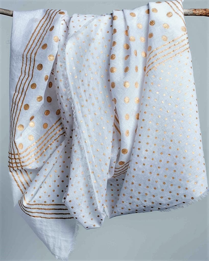 WHITE WITH GOLDEN DOT VISCOSE SCAR