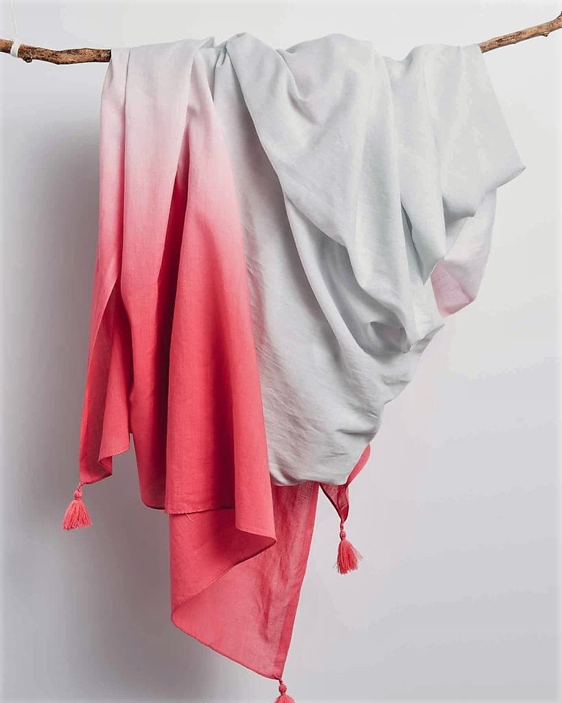 PINK WHITE TIE AND DYE COTTON SCARF