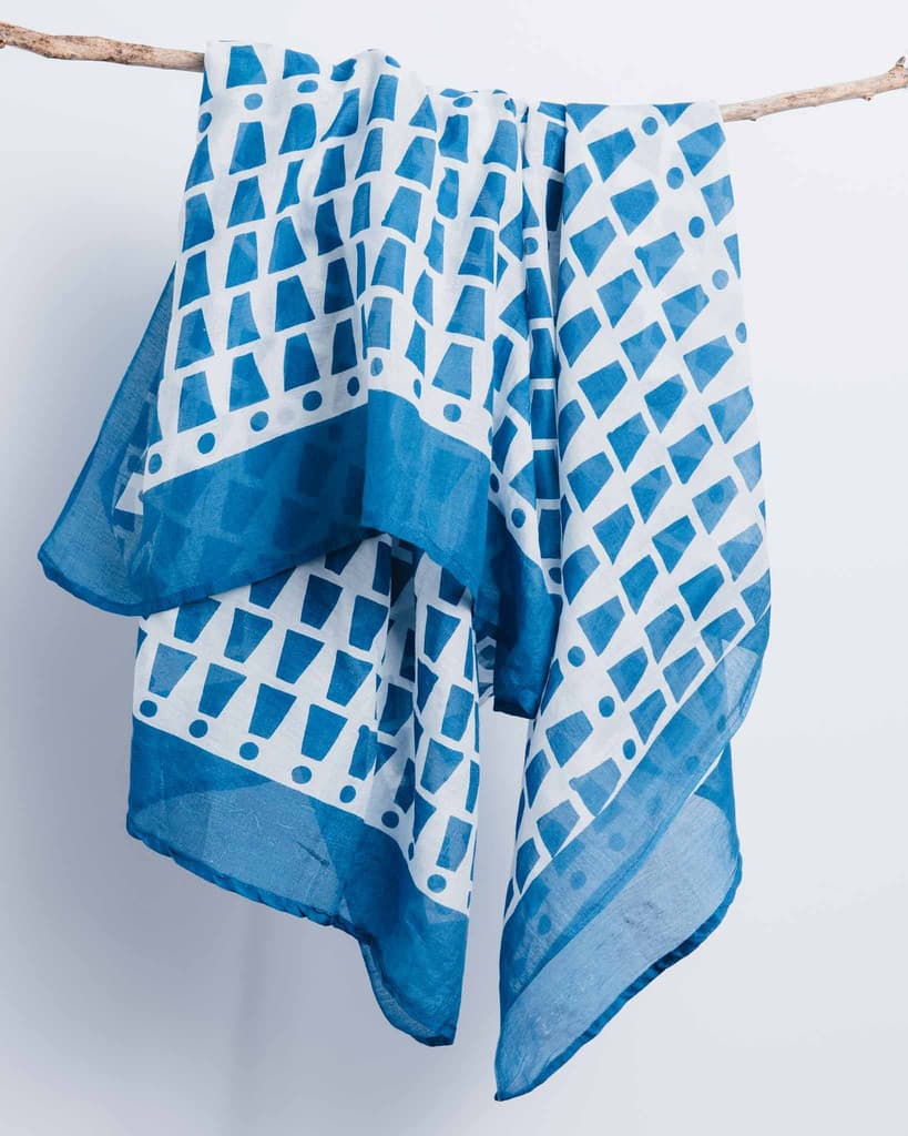 TEAL COLOR PRINT DESIGN COTTON SCARF