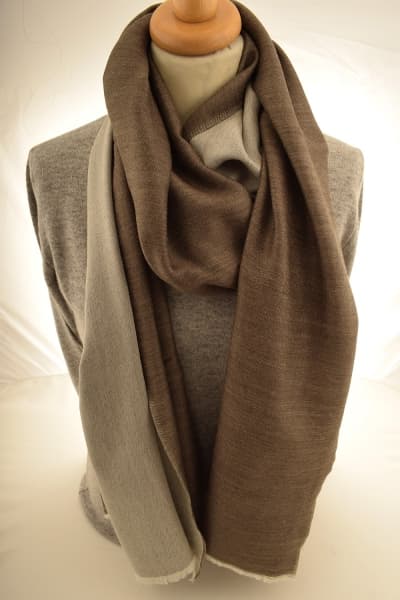 BRAK BROWN OFF WHITE COLOURED CASHMERE SCARF