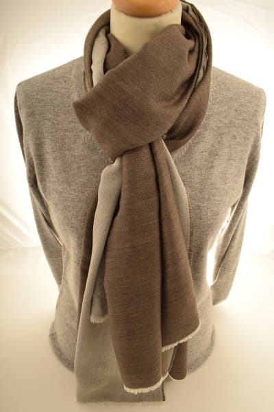BRAK BROWN OFF WHITE COLOURED CASHMERE SCARF