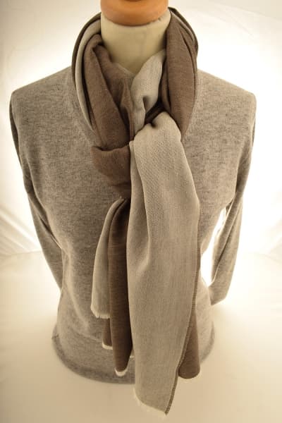 BRAK BROWN OFF WHITE COLOURED CASHMERE SCARF