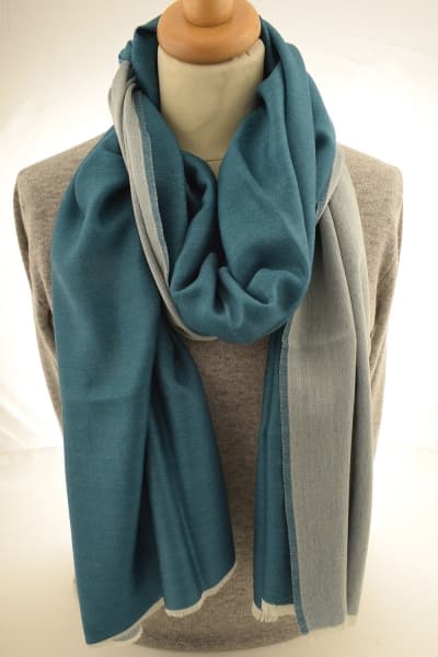 BRAK TURQ OFF WHITE COLOURED CASHMERE SCARF