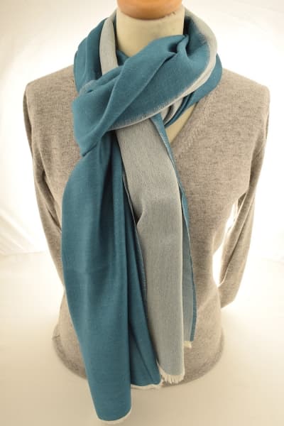 BRAK TURQ OFF WHITE COLOURED CASHMERE SCARF