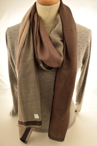 BRAR BROWN BEIGE COLOURED CASHMERE SCARF