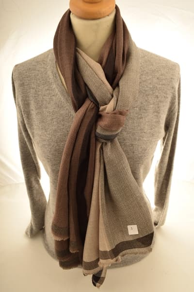 BRAR BROWN BEIGE COLOURED CASHMERE SCARF