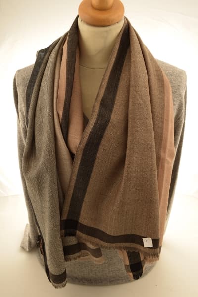 BRAR BROWN BEIGE COLOURED CASHMERE SCARF