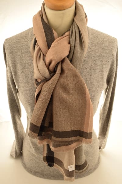 BRAR BROWN BEIGE COLOURED CASHMERE SCARF
