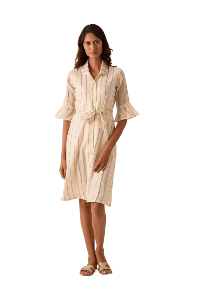 Stripe Dress With Slightly Flared Sleeves