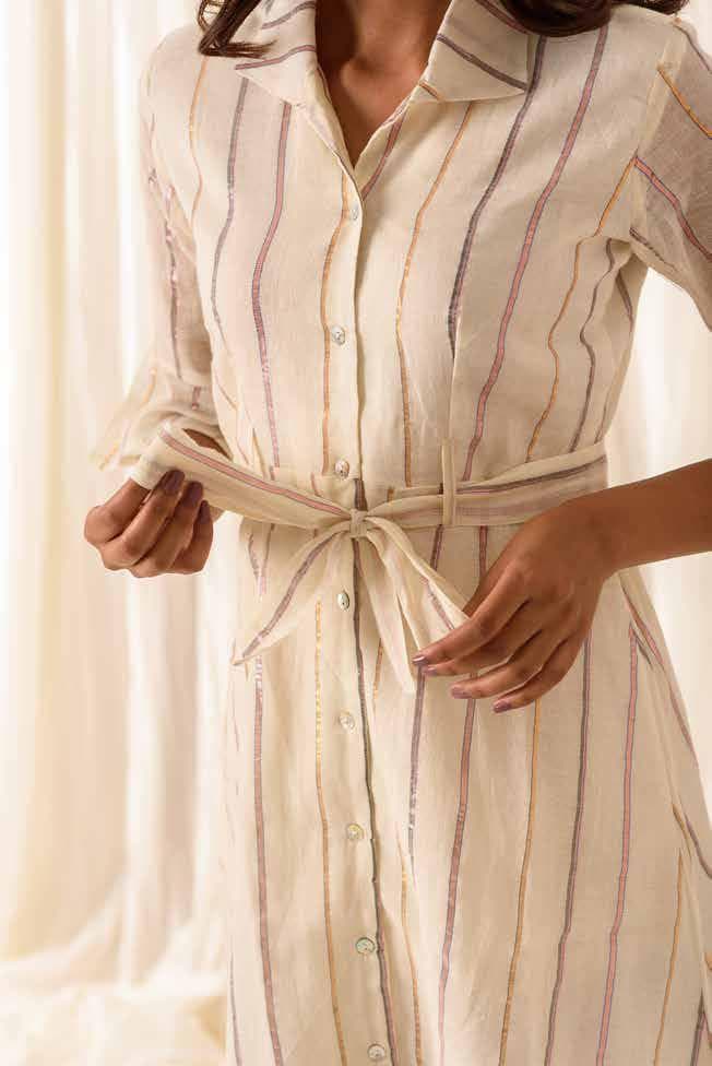 Stripe Dress With Slightly Flared Sleeves