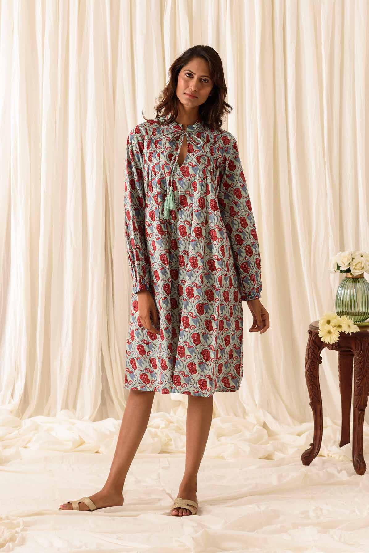 Knee length Dress With Neck Ties