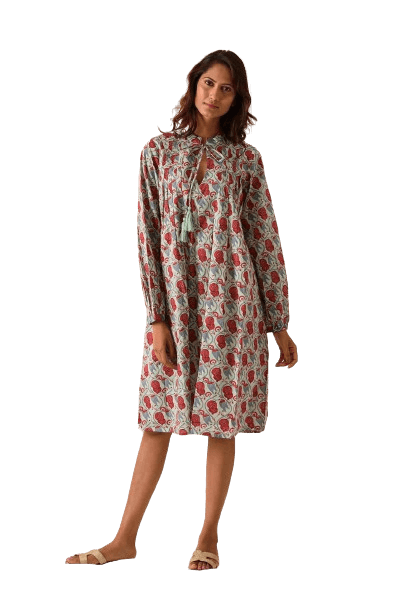 Knee length Dress With Neck Ties