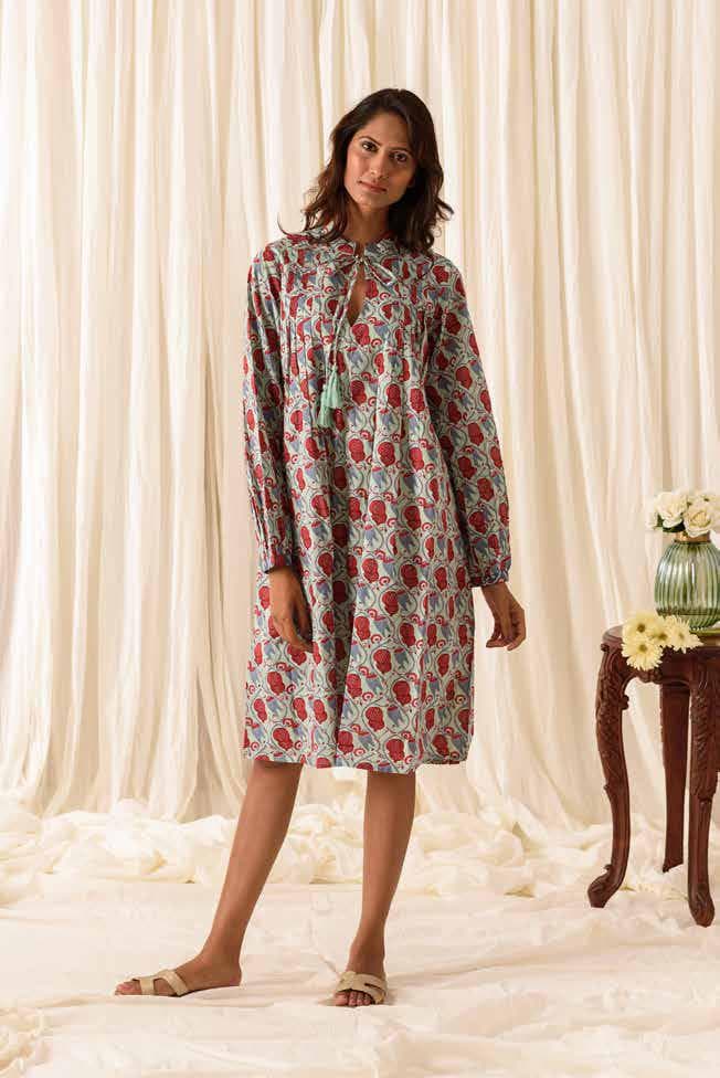 Knee length Dress With Neck Ties