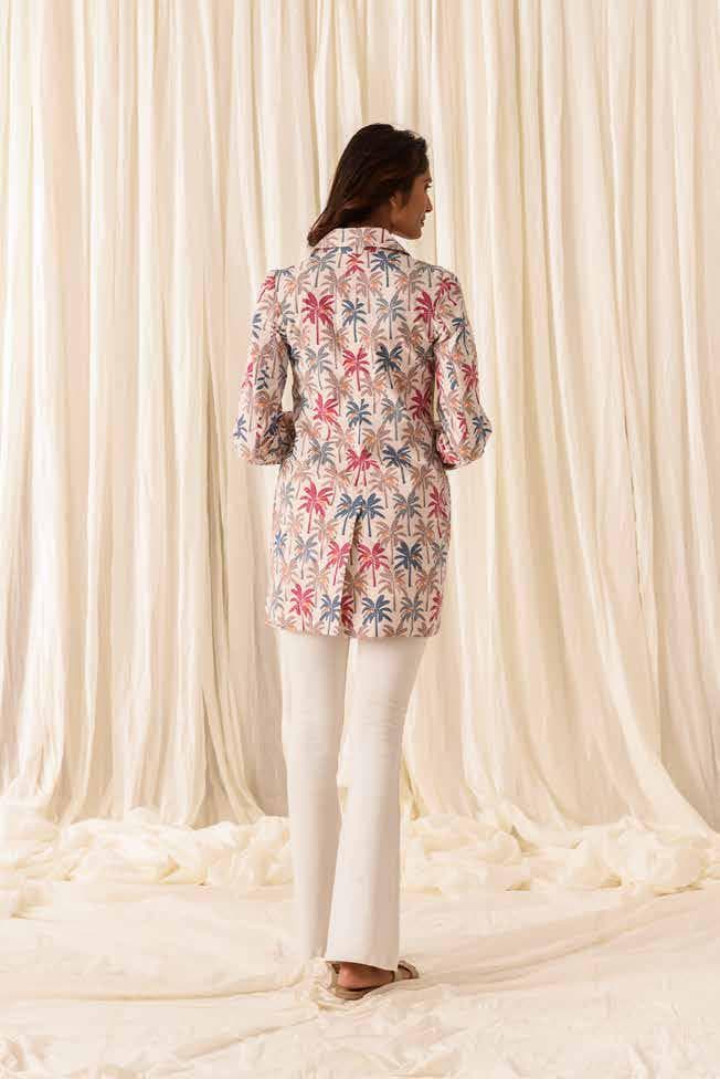 PRINTED CASUAL SHORT TUNIC WITH OVERLAP FRONT