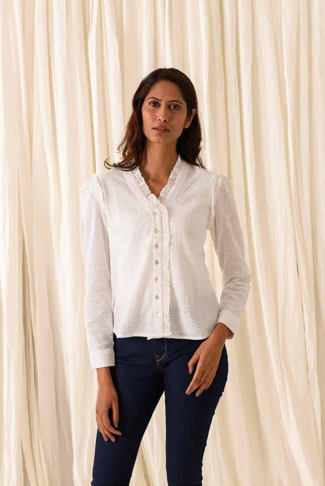 RUFFLED FRONT BUTTON UP SHORT TOP