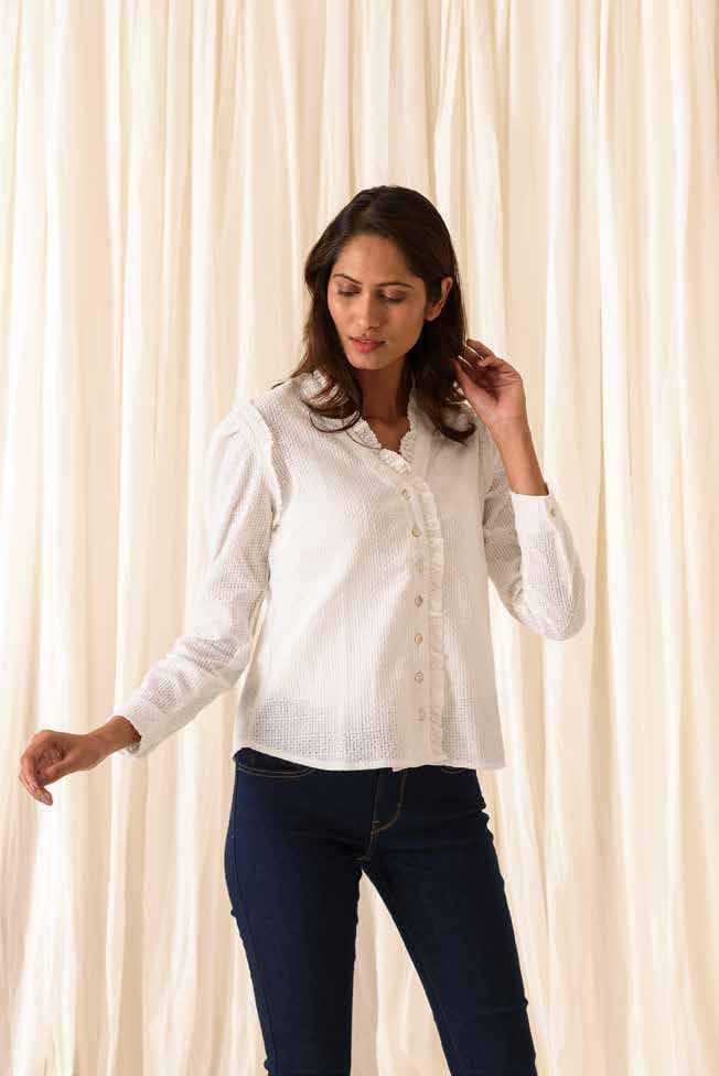 RUFFLED FRONT BUTTON UP SHORT TOP
