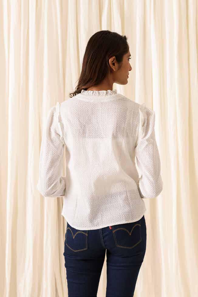 RUFFLED FRONT BUTTON UP SHORT TOP