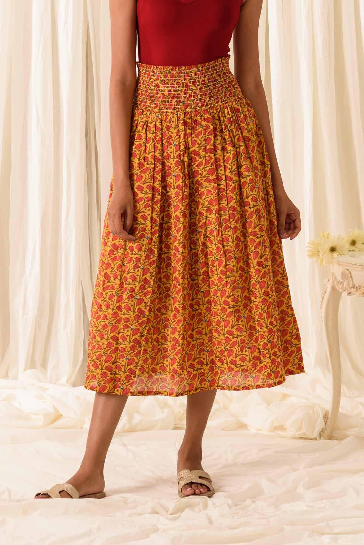 BLOCK PRINT COTTON SKIRT