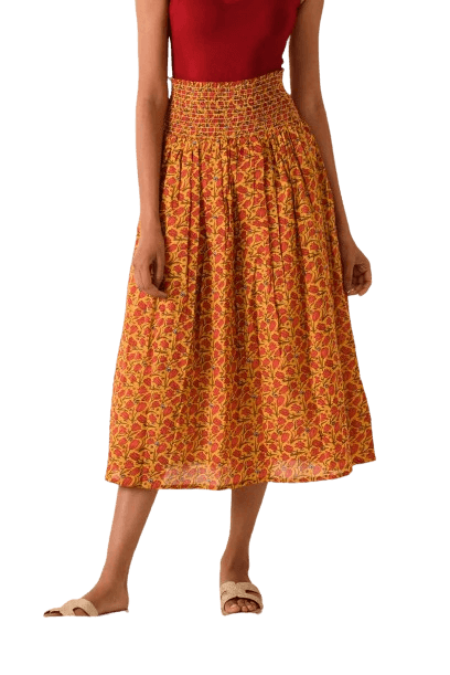 BLOCK PRINT COTTON SKIRT