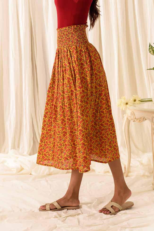 BLOCK PRINT COTTON SKIRT