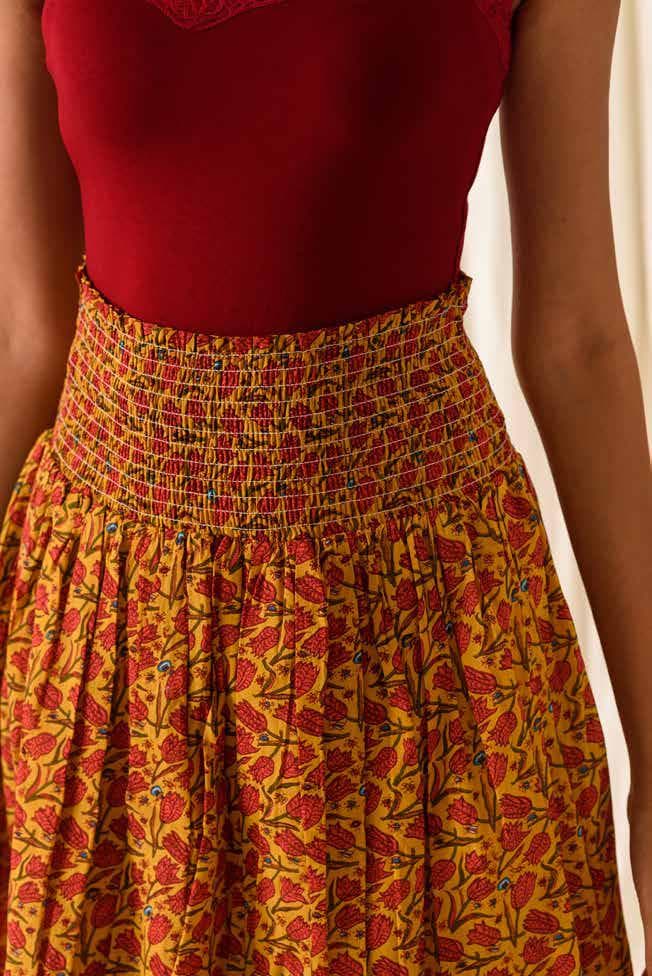 BLOCK PRINT COTTON SKIRT