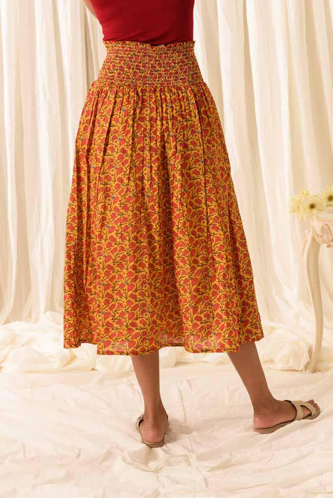 BLOCK PRINT COTTON SKIRT