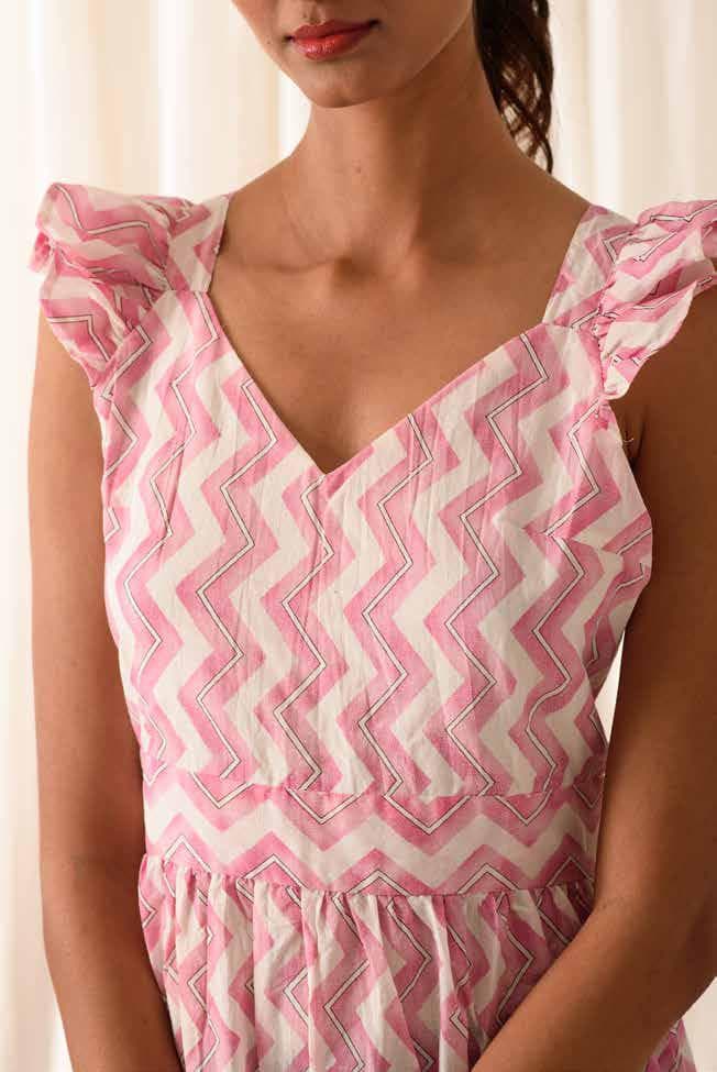 MAXI DRESS WITH SHORT RUFFLE SLEEVES
