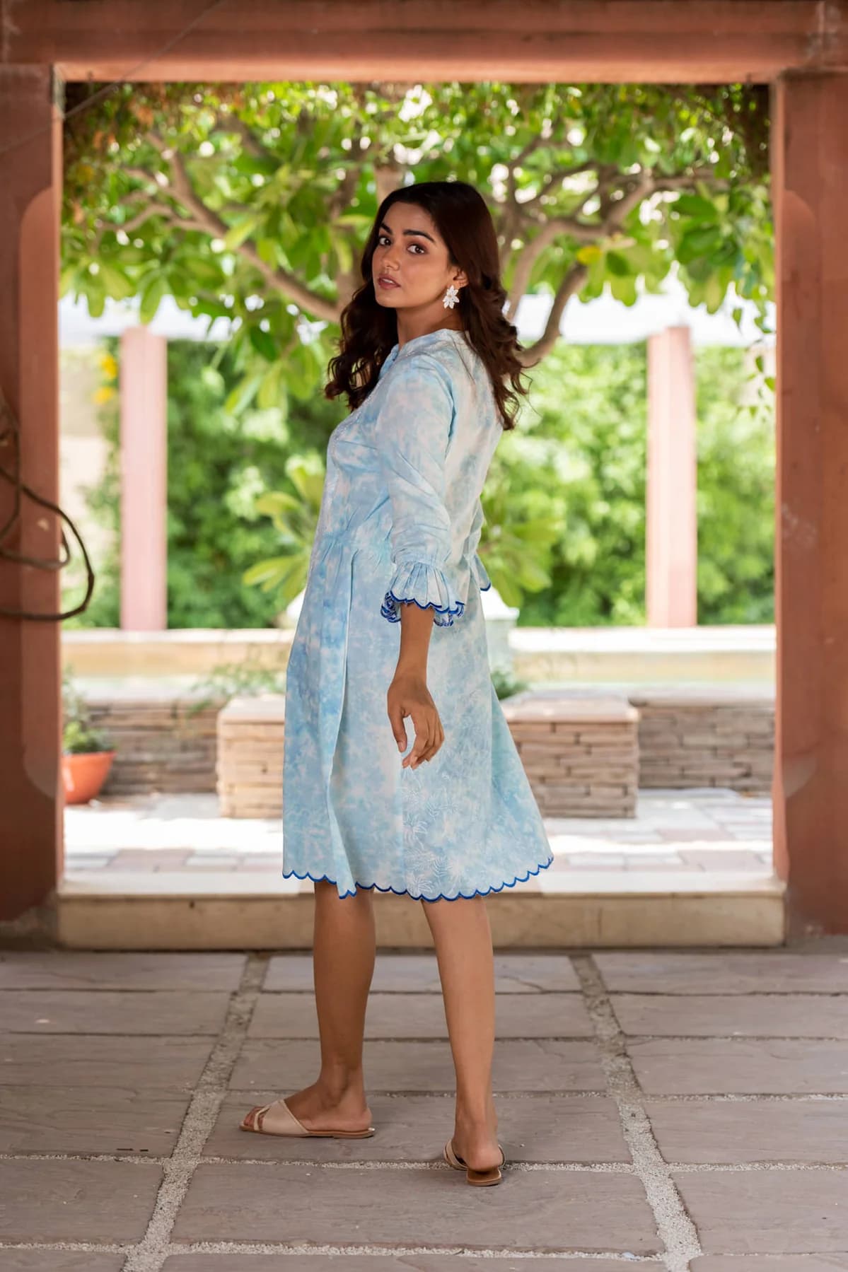 BLOCK PRINTED LONG SHIRT DRESS