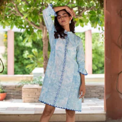 BLOCK PRINTED LONG SHIRT DRESS