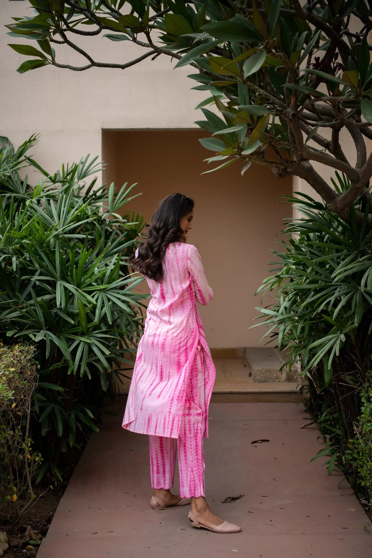 TIE AND DYE BLOCK PRINTED KURTA PANT SET