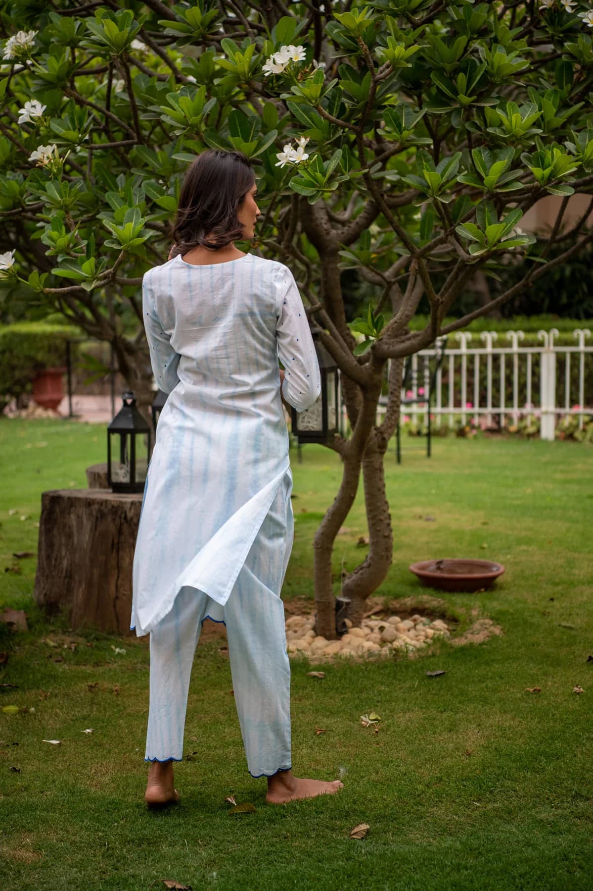 TIE AND DYE BLOCK PRINTED KURTA PANT SET