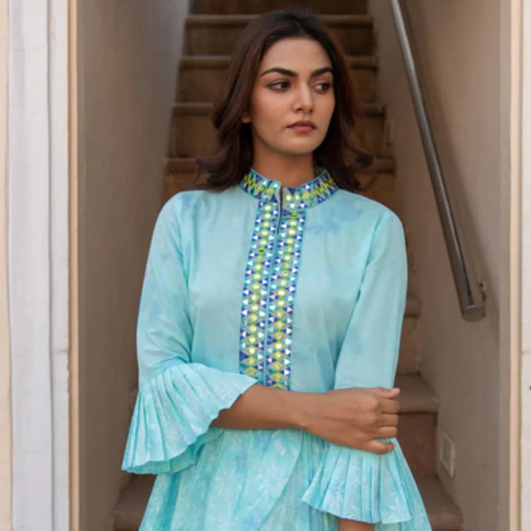 BLOCK PRINTED PLEATED SHIRT