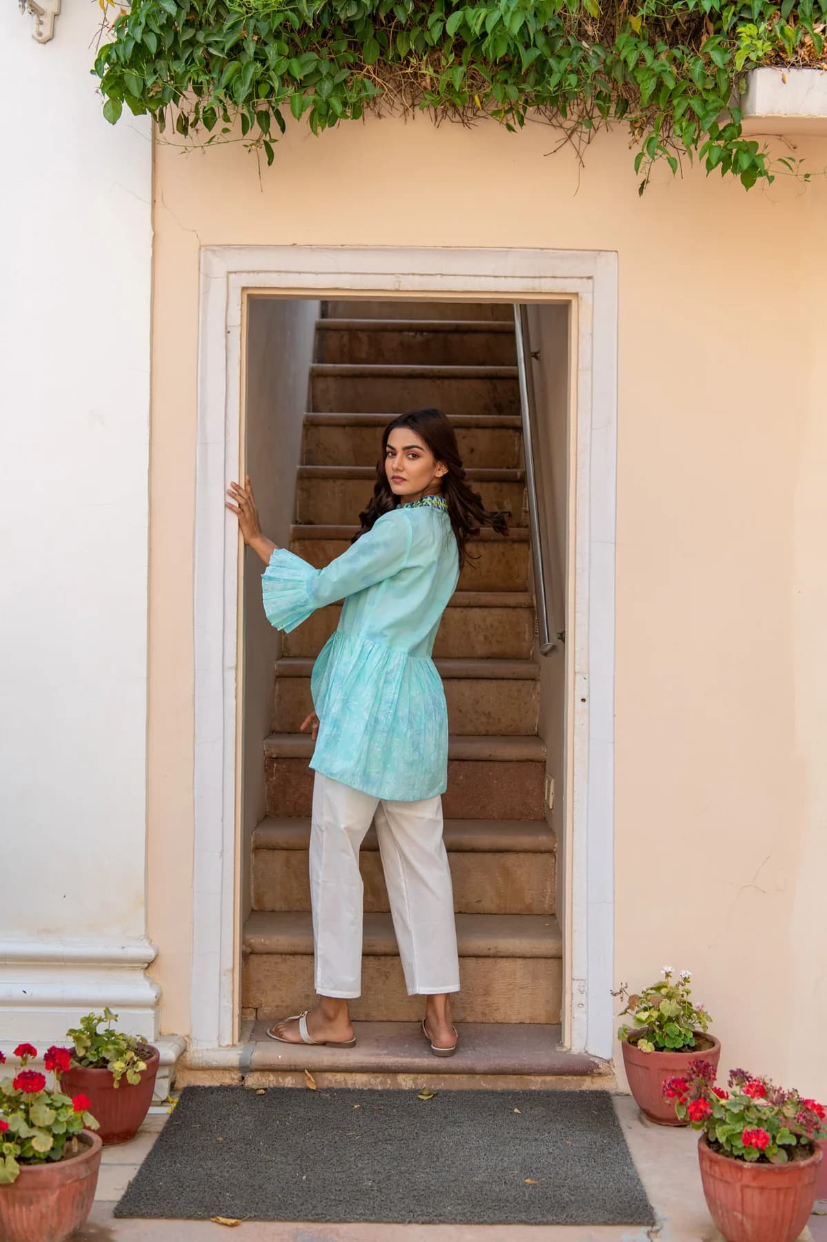 BLOCK PRINTED PLEATED SHIRT